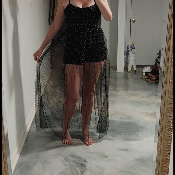 Black polka dot romper - Picture 3 of 7